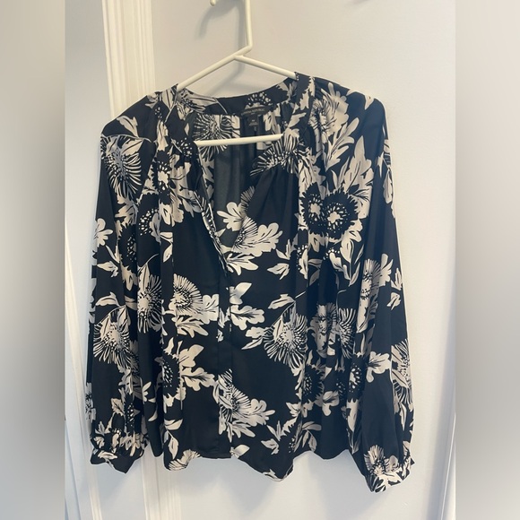 Banana Republic - Floral Blouse, Medium, Blue and Crème/White - Picture 1 of 3